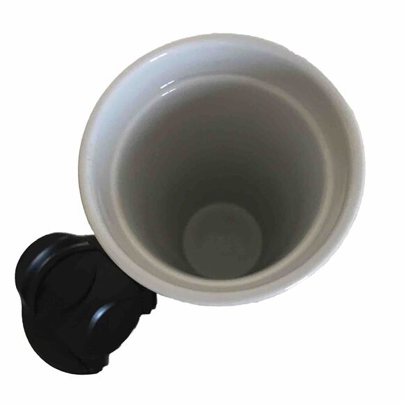 2011 Starbucks Siren Logo White Ceramic Travel Coffee Tumbler Mug Slide Lid 12oz - Picture 4 of 6